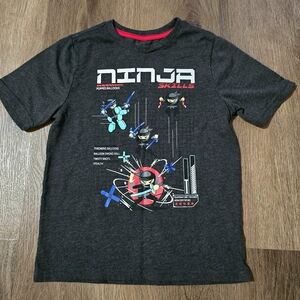 Boys‎ Ninja Skills Graphic T-Shirt Short Sleeve Gray & Red Size 8 Medium